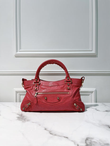 BALENCIAGA CITY BAG, Red/Gold