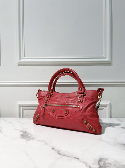 BALENCIAGA CITY BAG, Red/Gold