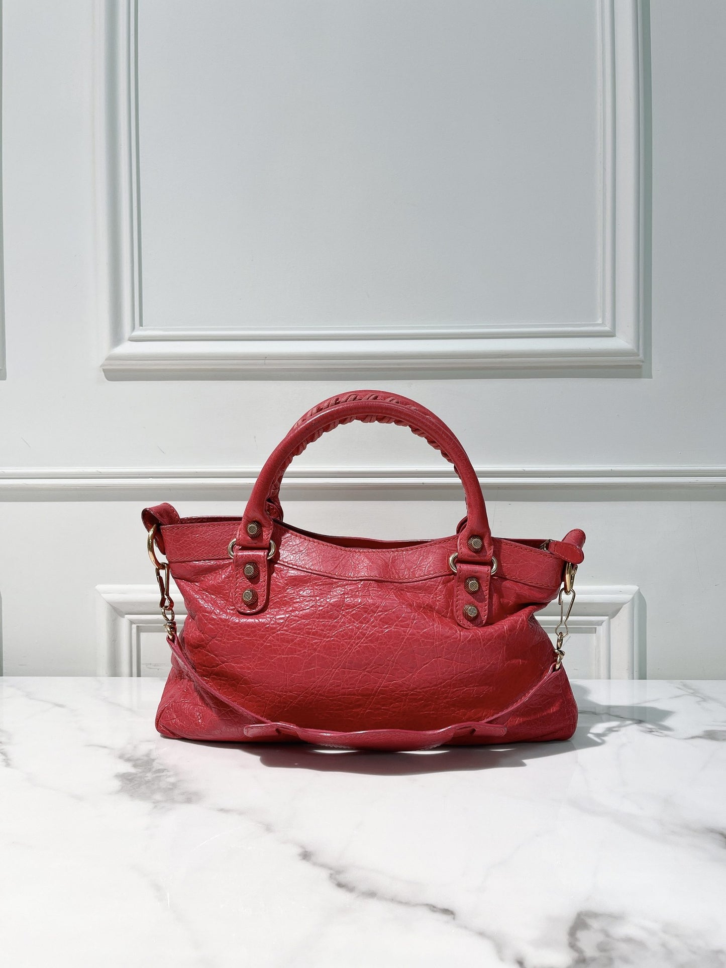 BALENCIAGA CITY BAG, Red/Gold