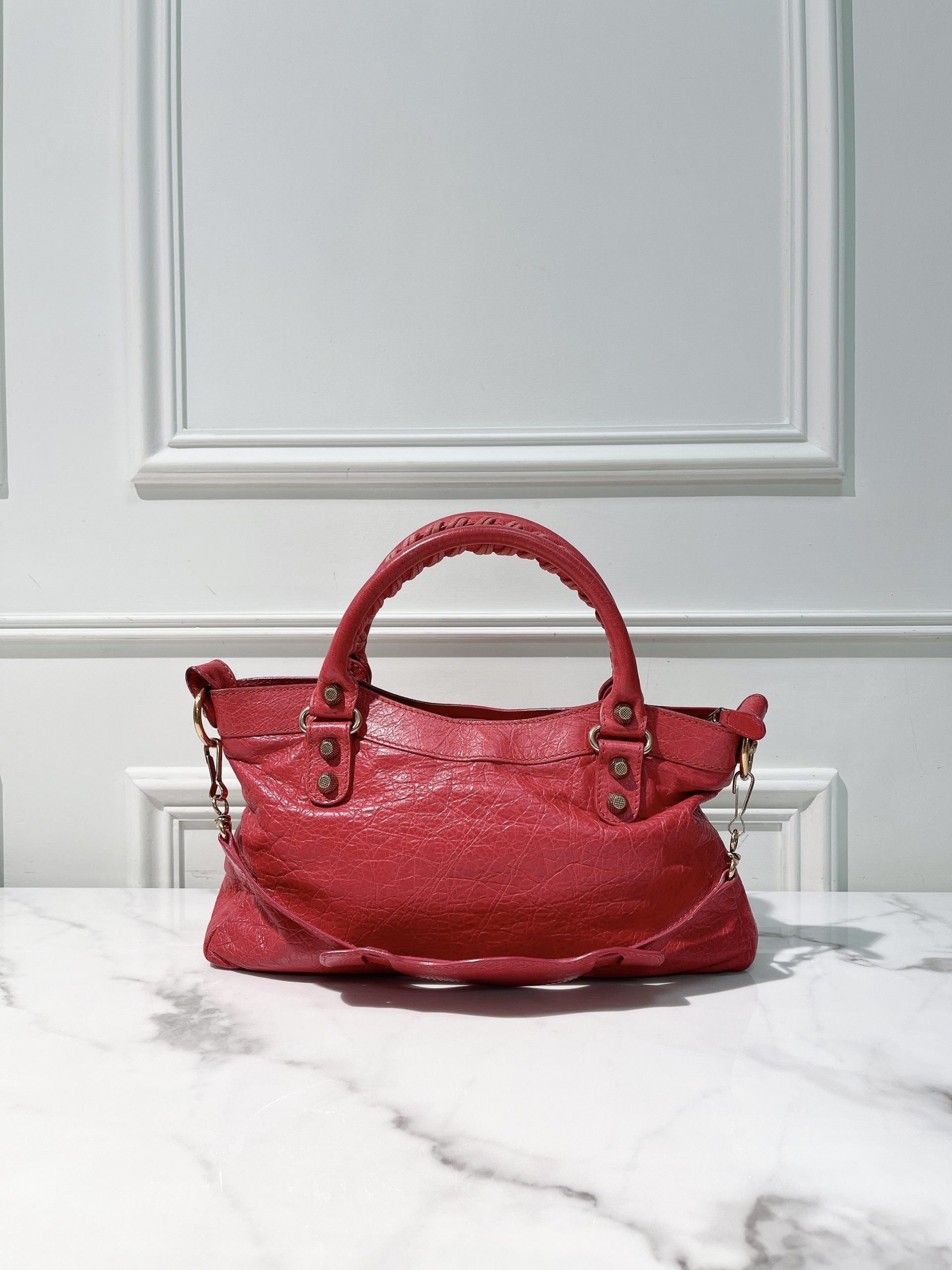 BALENCIAGA CITY BAG, Red/Gold