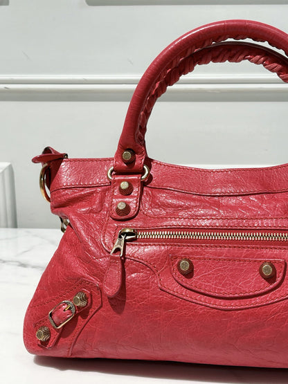 BALENCIAGA CITY BAG, Red/Gold