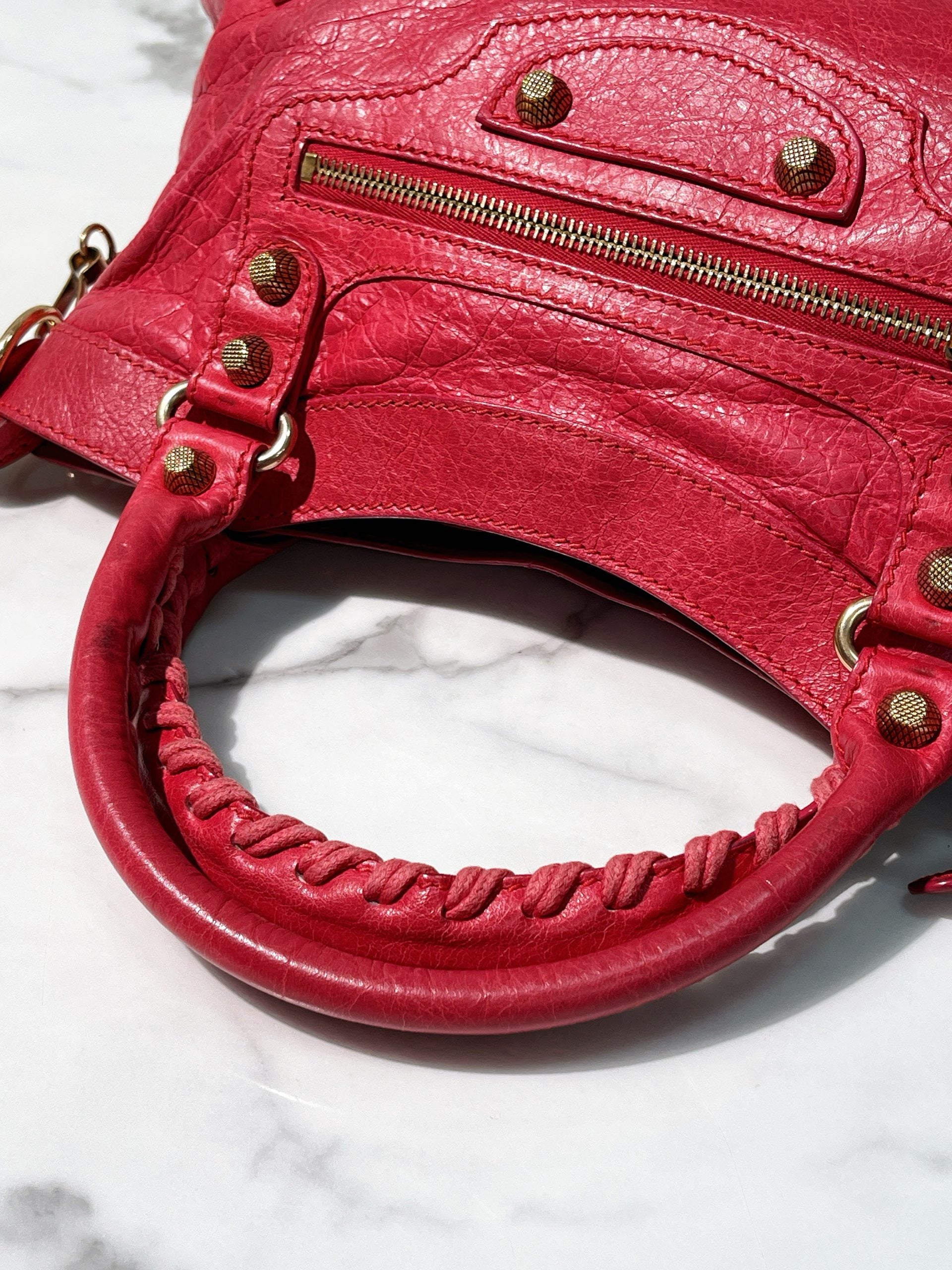 BALENCIAGA CITY BAG, Red/Gold