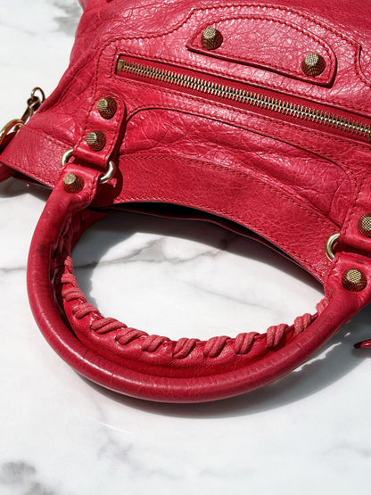 BALENCIAGA CITY BAG, Red/Gold