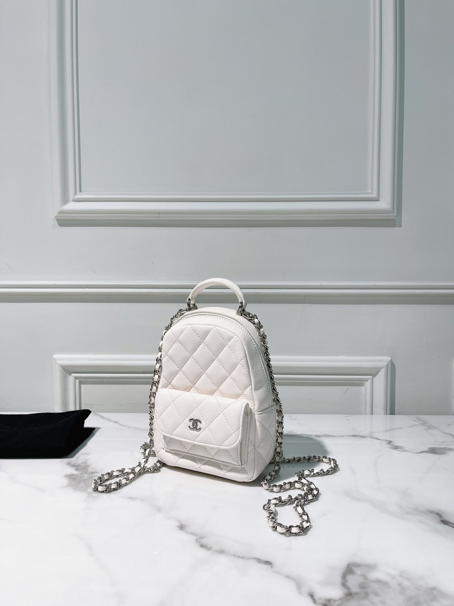 CHANEL 24C MINI BACKPACK, White/Gold