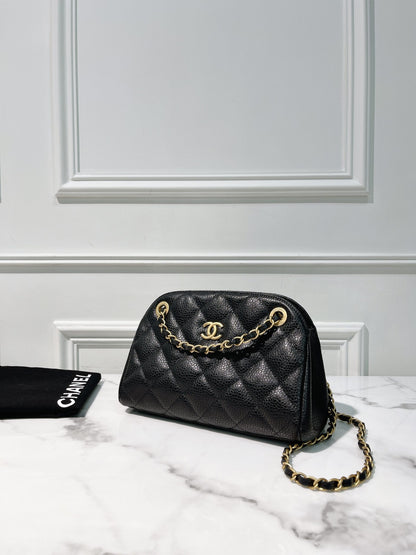 CHANEL 24K CLUTCH WITH CHAIN, Black/Gold