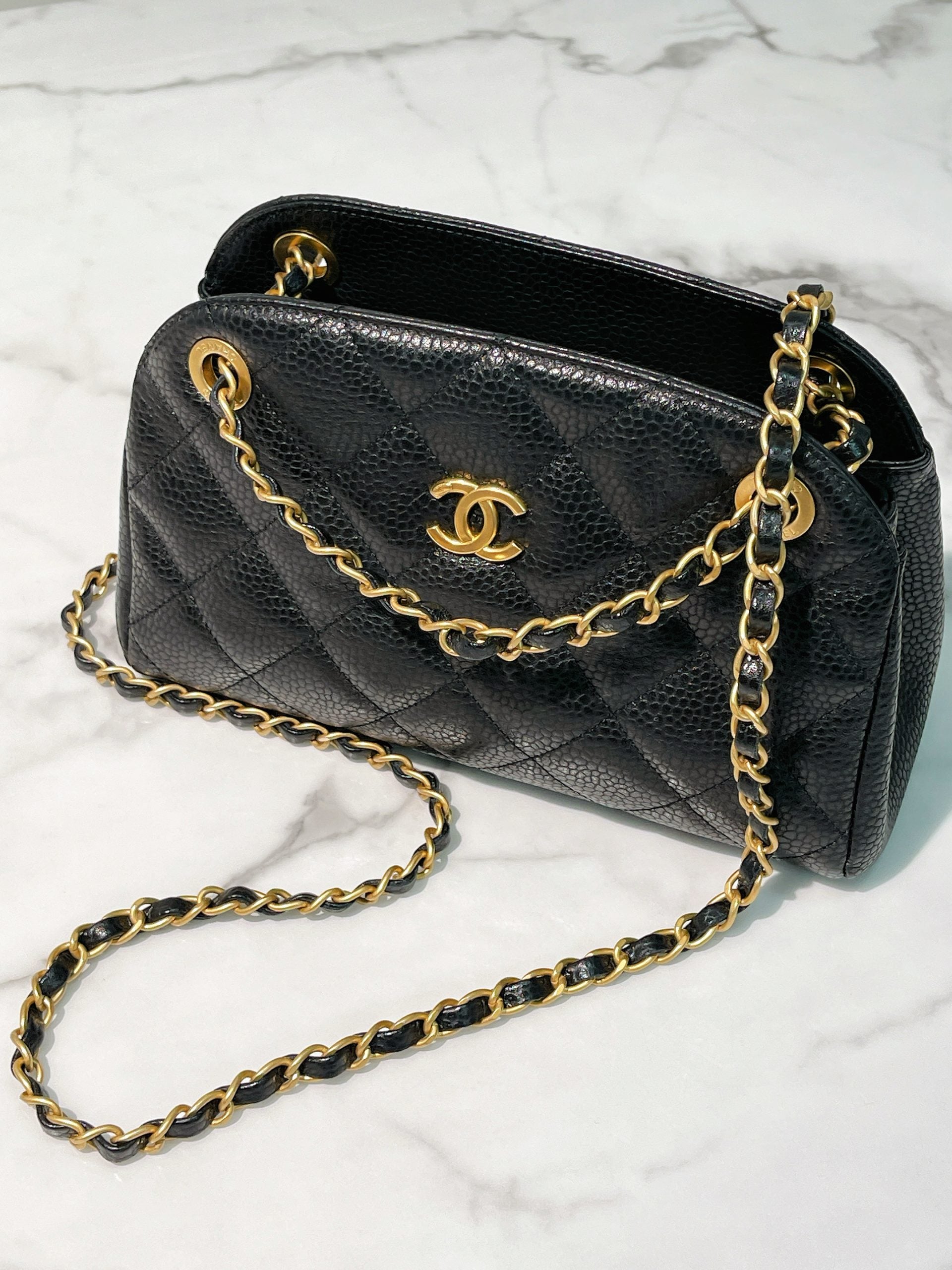 CHANEL 24K CLUTCH WITH CHAIN, Black/Gold