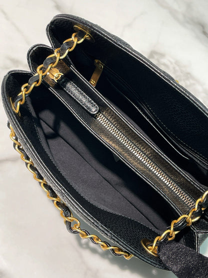 CHANEL 24K CLUTCH WITH CHAIN, Black/Gold