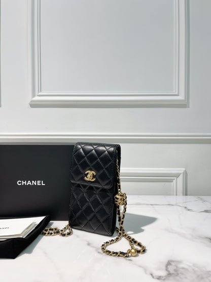 CHANEL PHONE BAG, Black/Gold