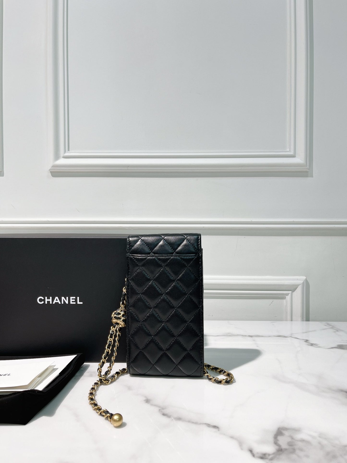 CHANEL PHONE BAG, Black/Gold