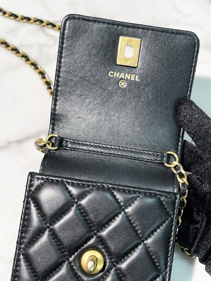CHANEL PHONE BAG, Black/Gold