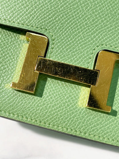 HERMES CONSTANCE SLIM, Vert Criquet/Gold