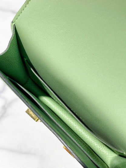 HERMES CONSTANCE SLIM, Vert Criquet/Gold
