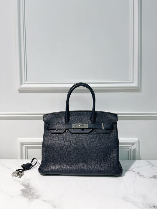 HERMES BIRKIN 30, Bleu Indigo/Silver