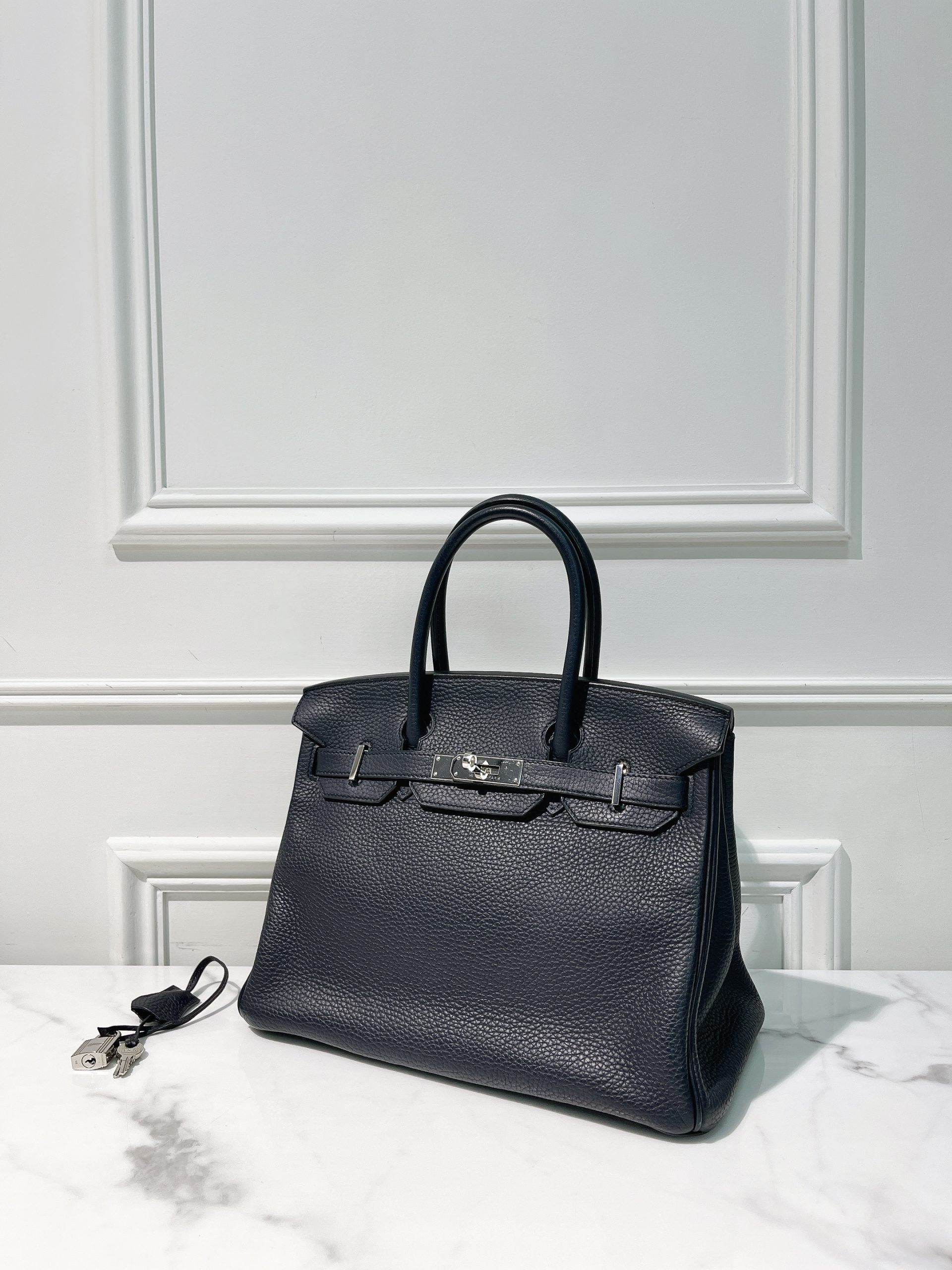 HERMES BIRKIN 30, Bleu Indigo/Silver