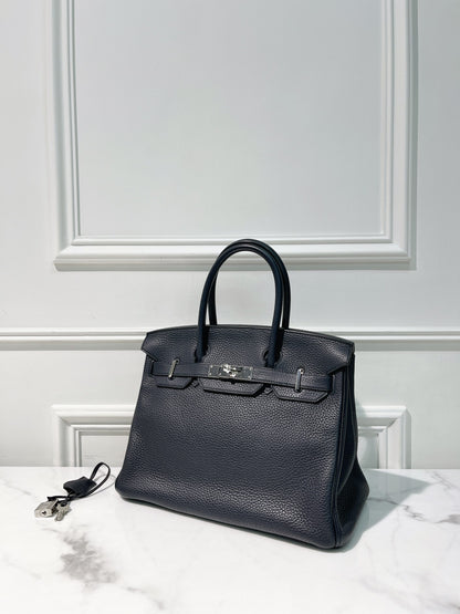 HERMES BIRKIN 30, Bleu Indigo/Silver