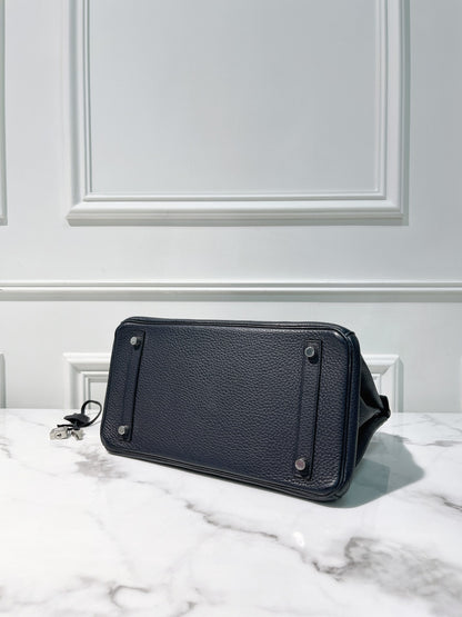 HERMES BIRKIN 30, Bleu Indigo/Silver