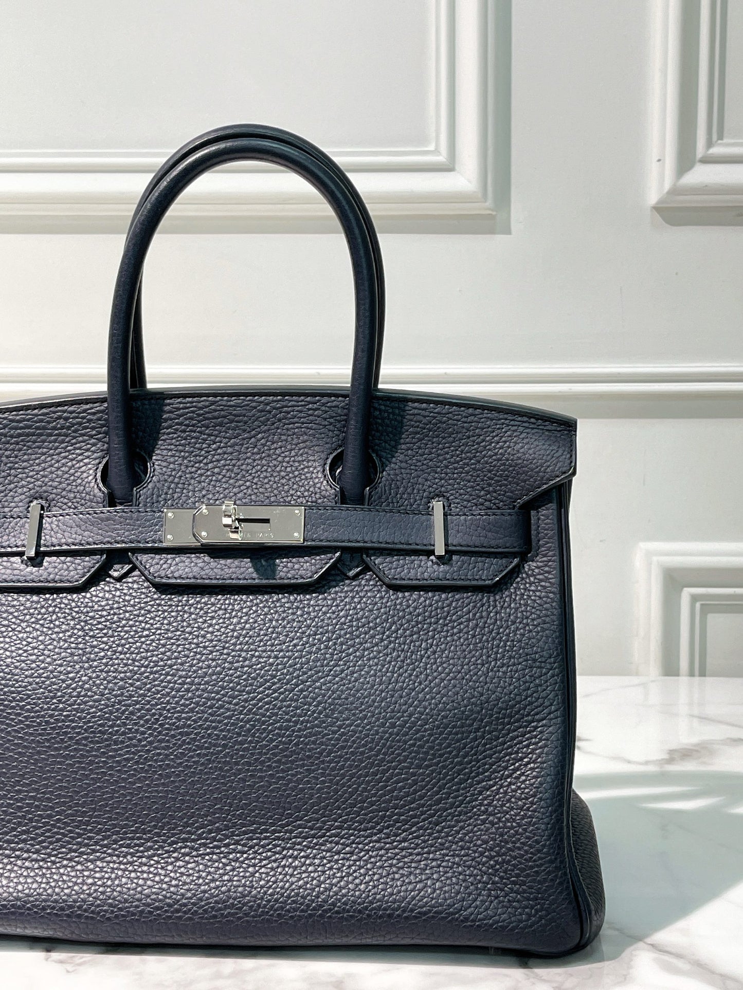 HERMES BIRKIN 30, Bleu Indigo/Silver