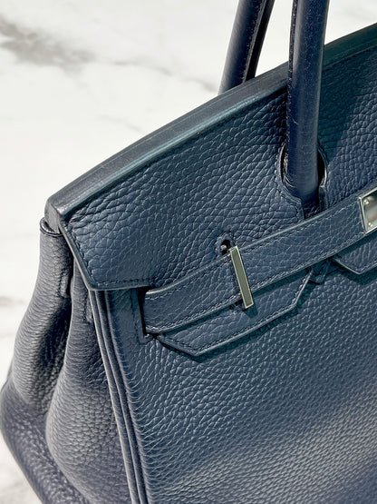 HERMES BIRKIN 30, Bleu Indigo/Silver