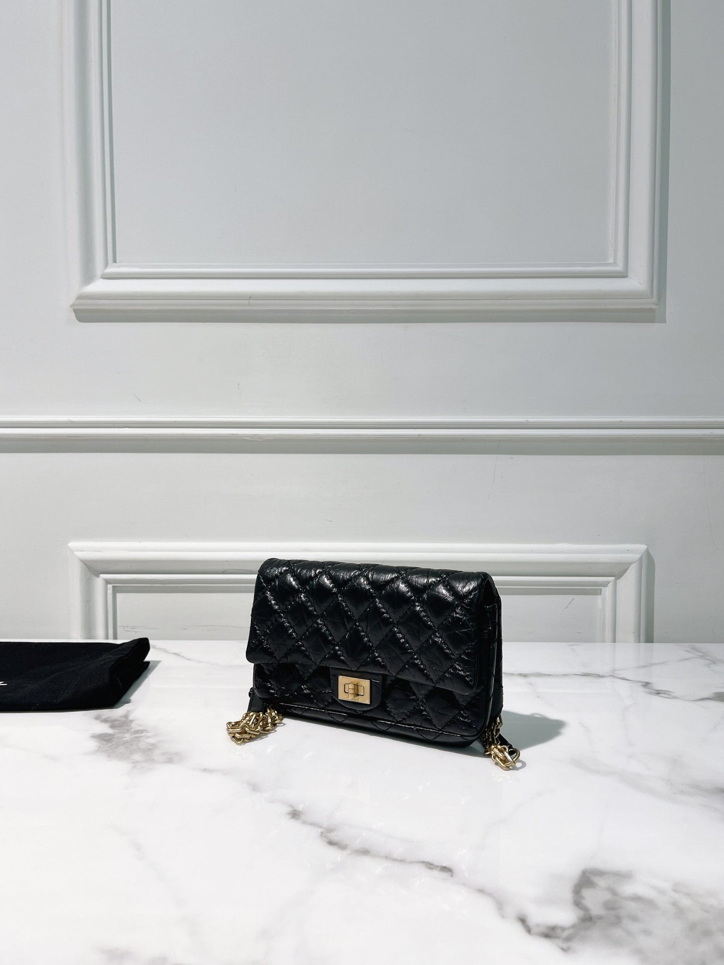 CHANEL MINI 2.55 WOC, Black/Gold