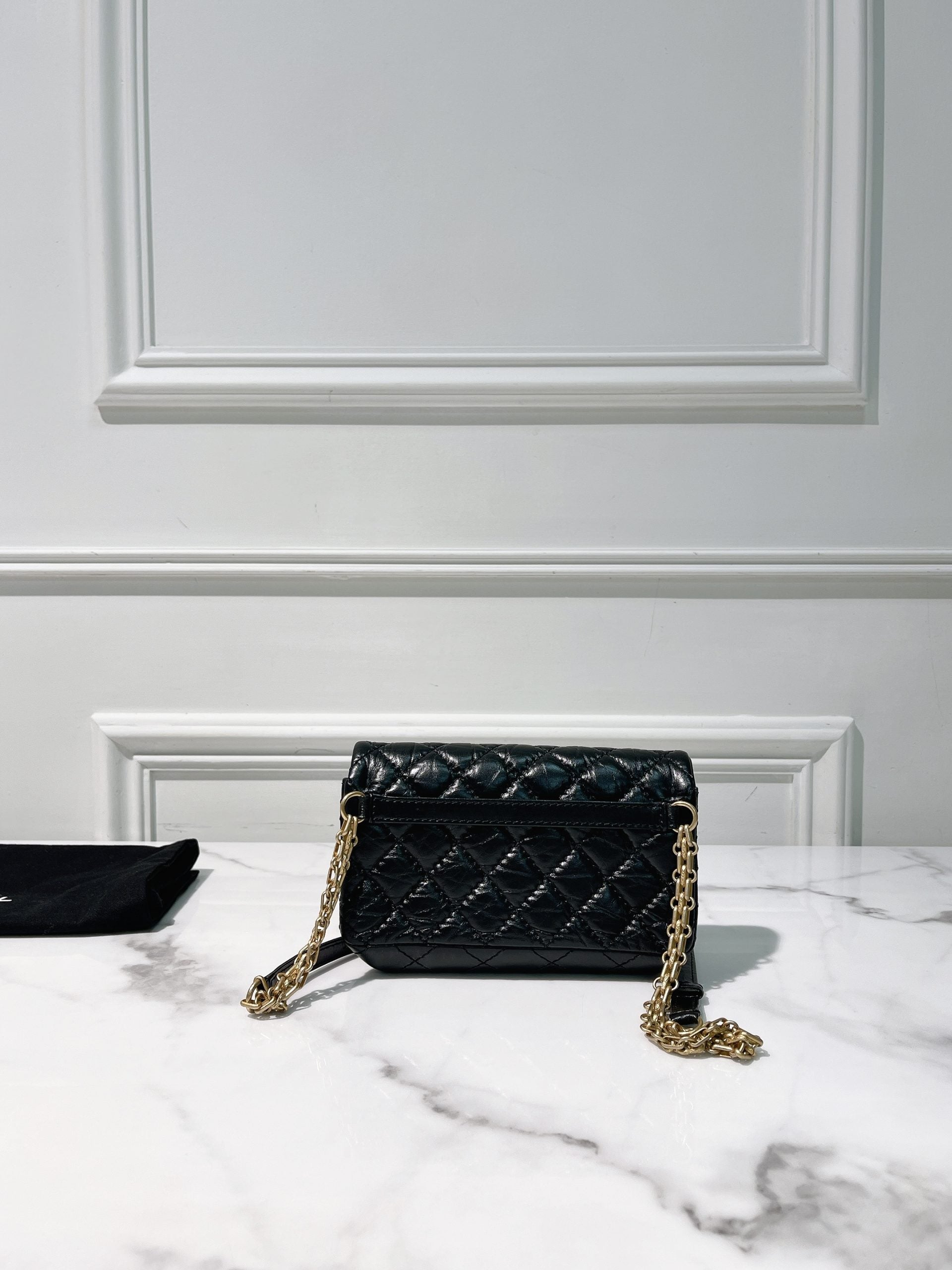 CHANEL MINI 2.55 WOC, Black/Gold