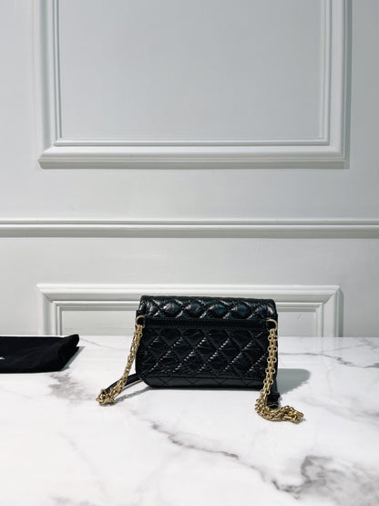 CHANEL MINI 2.55 WOC, Black/Gold