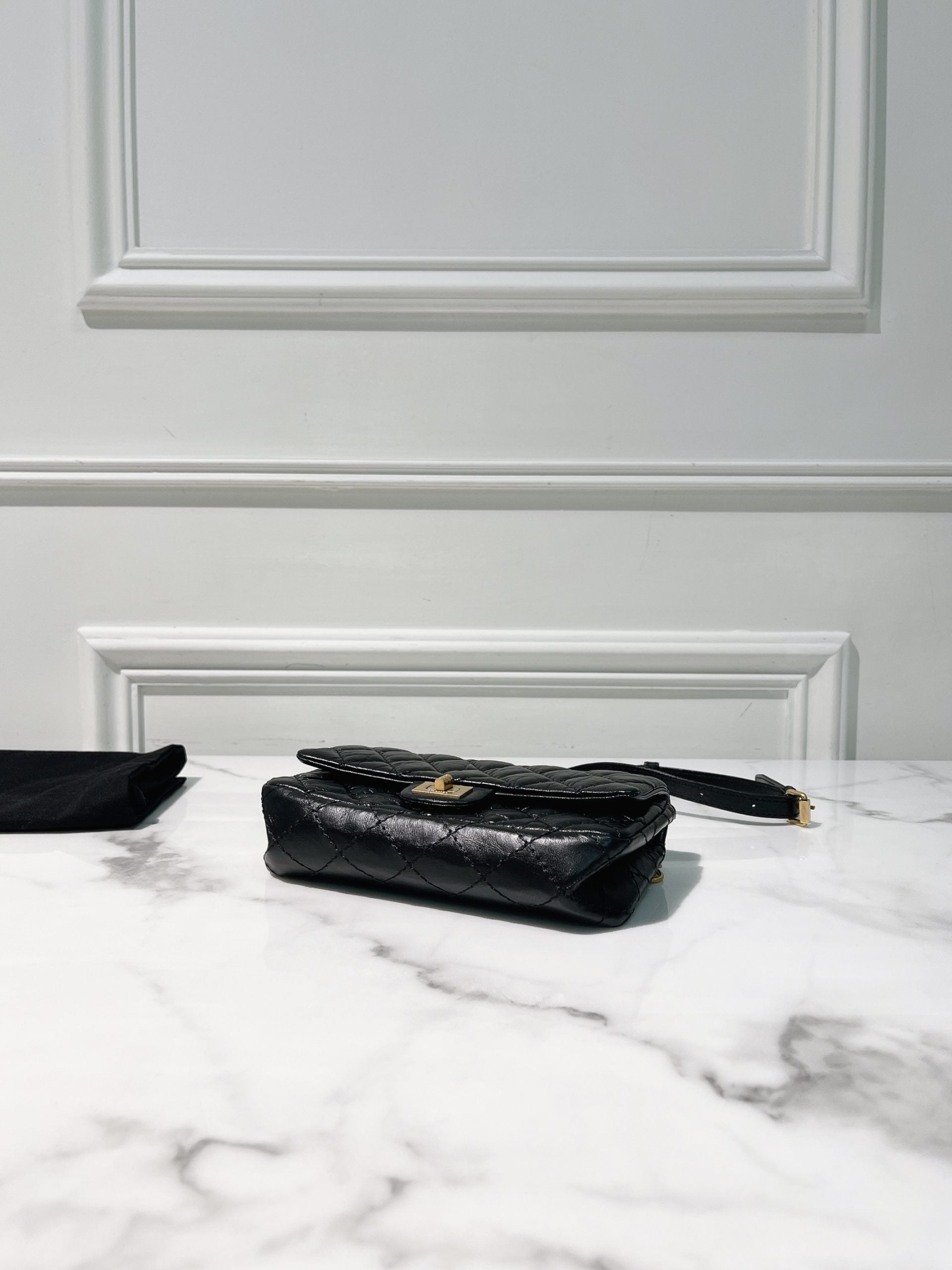 CHANEL MINI 2.55 WOC, Black/Gold