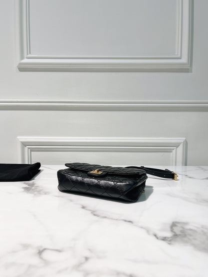 CHANEL MINI 2.55 WOC, Black/Gold