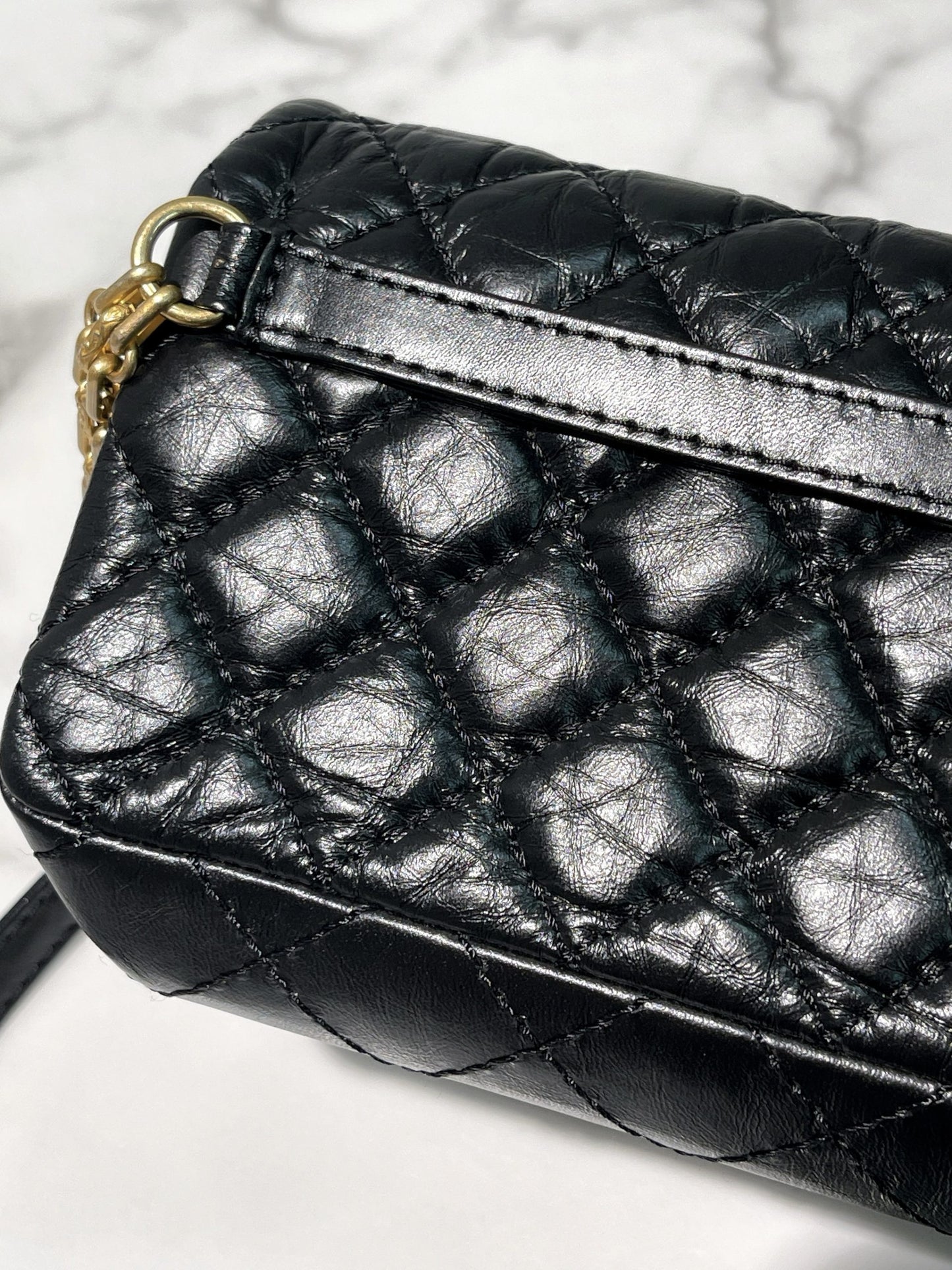 CHANEL MINI 2.55 WOC, Black/Gold