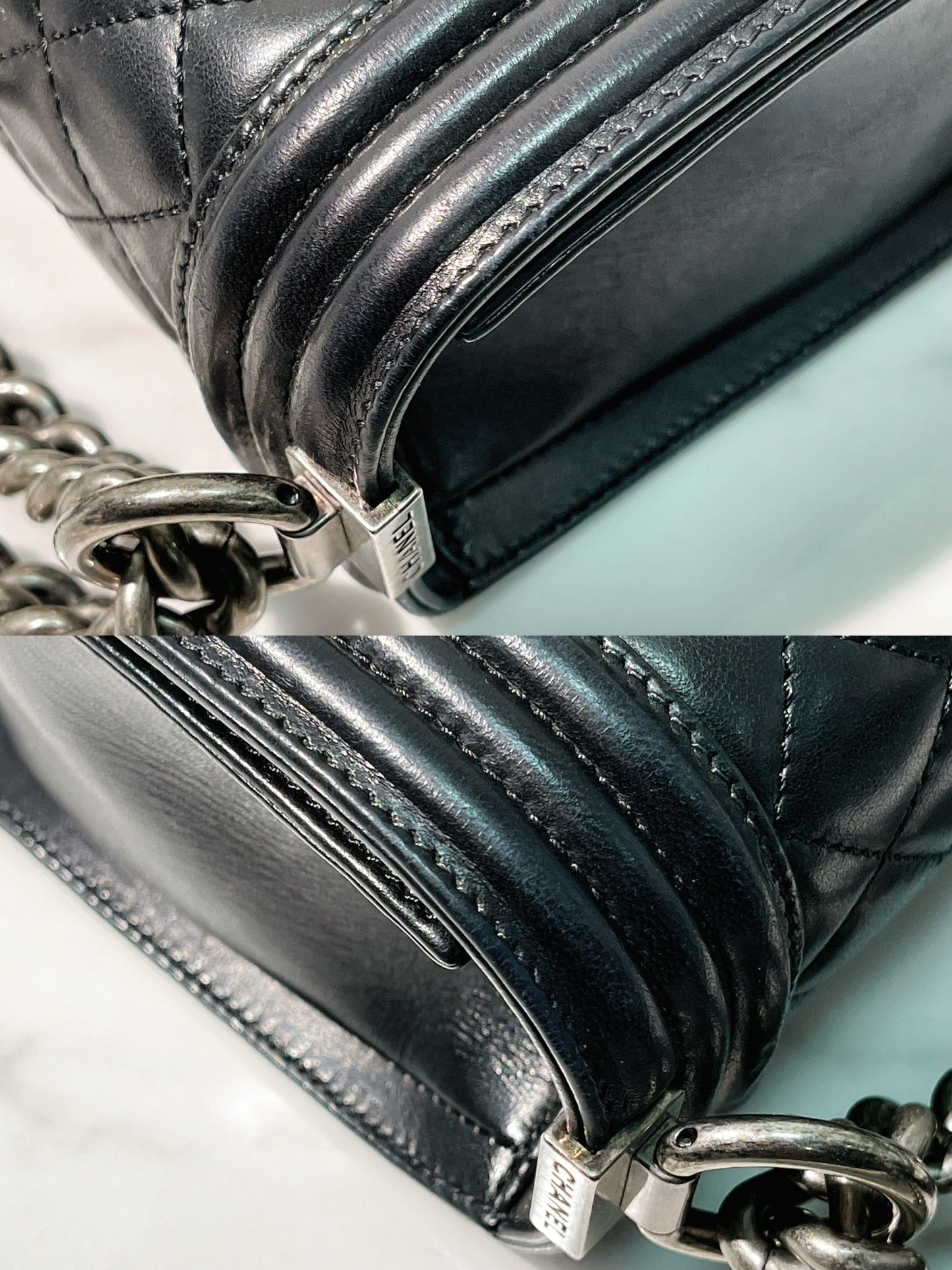 CHANEL MEDIUM BOY, Black/Silver