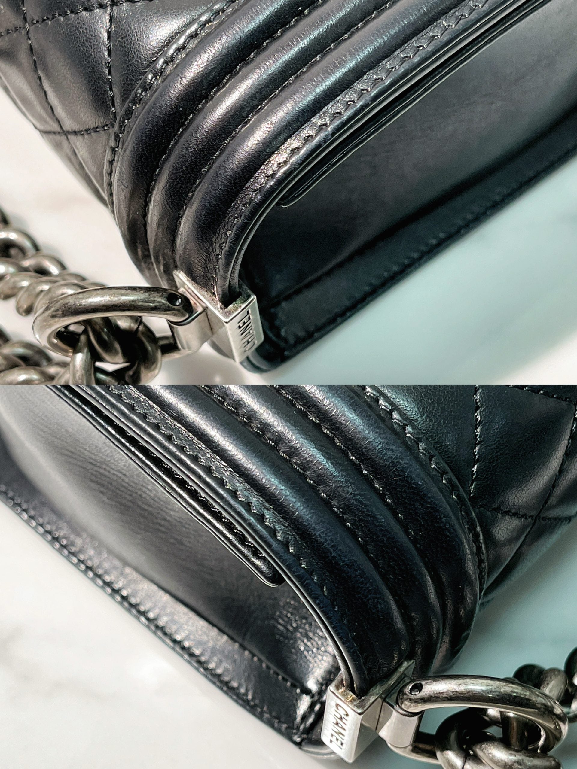 CHANEL MEDIUM BOY, Black/Silver