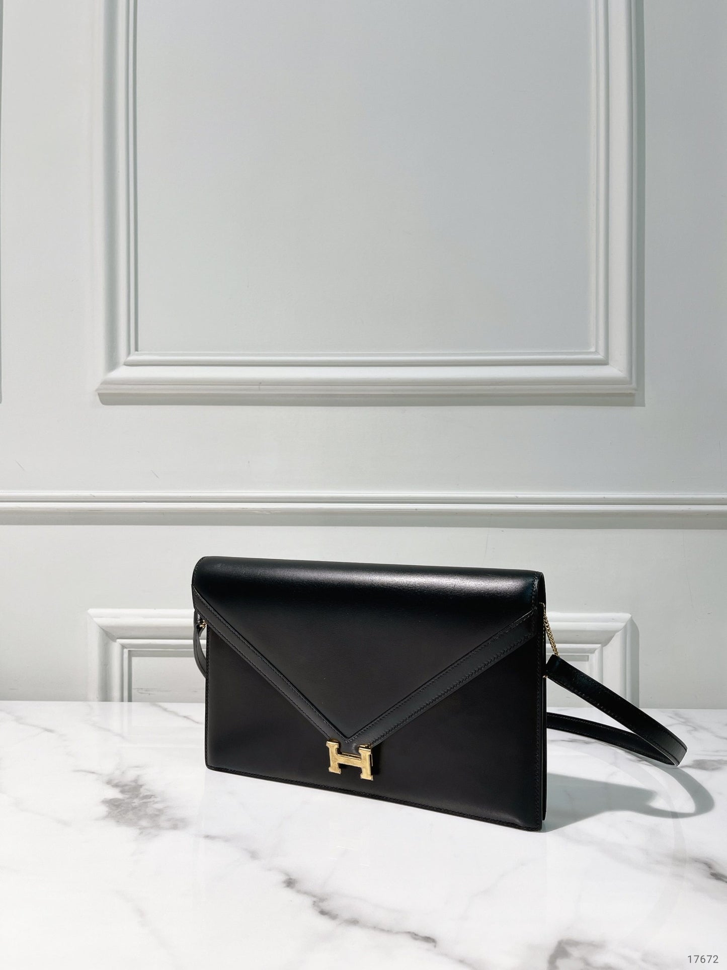 HERMES VINTAGE LYDIE ENVELOPE BAG, Black/Gold