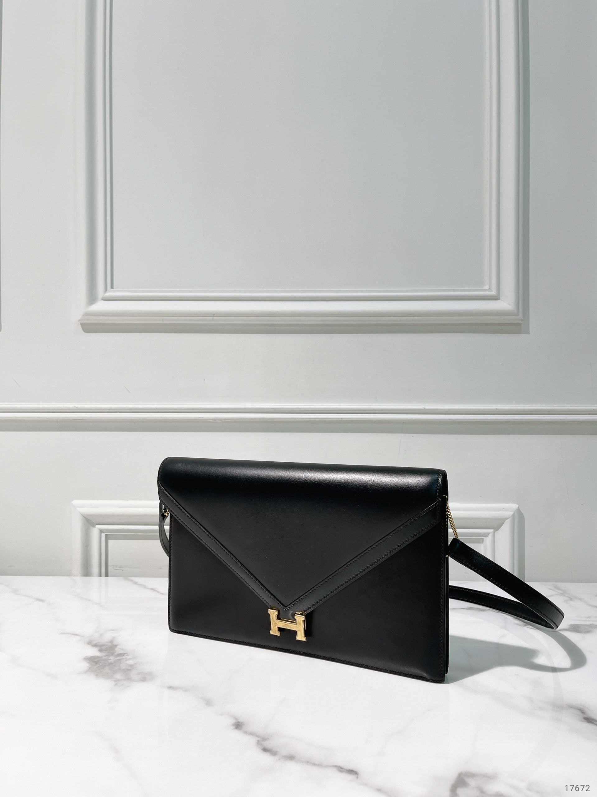 HERMES VINTAGE LYDIE ENVELOPE BAG, Black/Gold