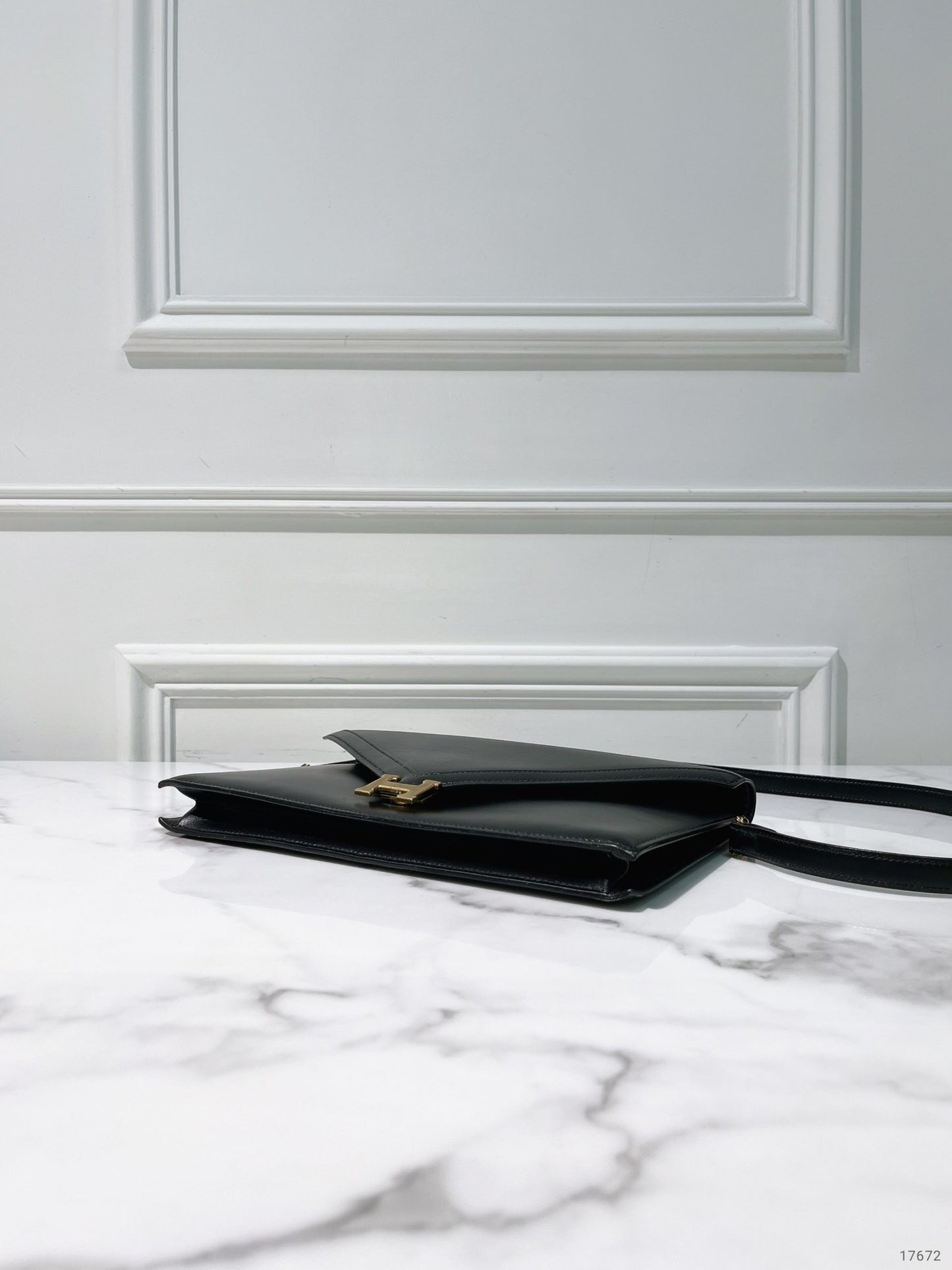 HERMES VINTAGE LYDIE ENVELOPE BAG, Black/Gold