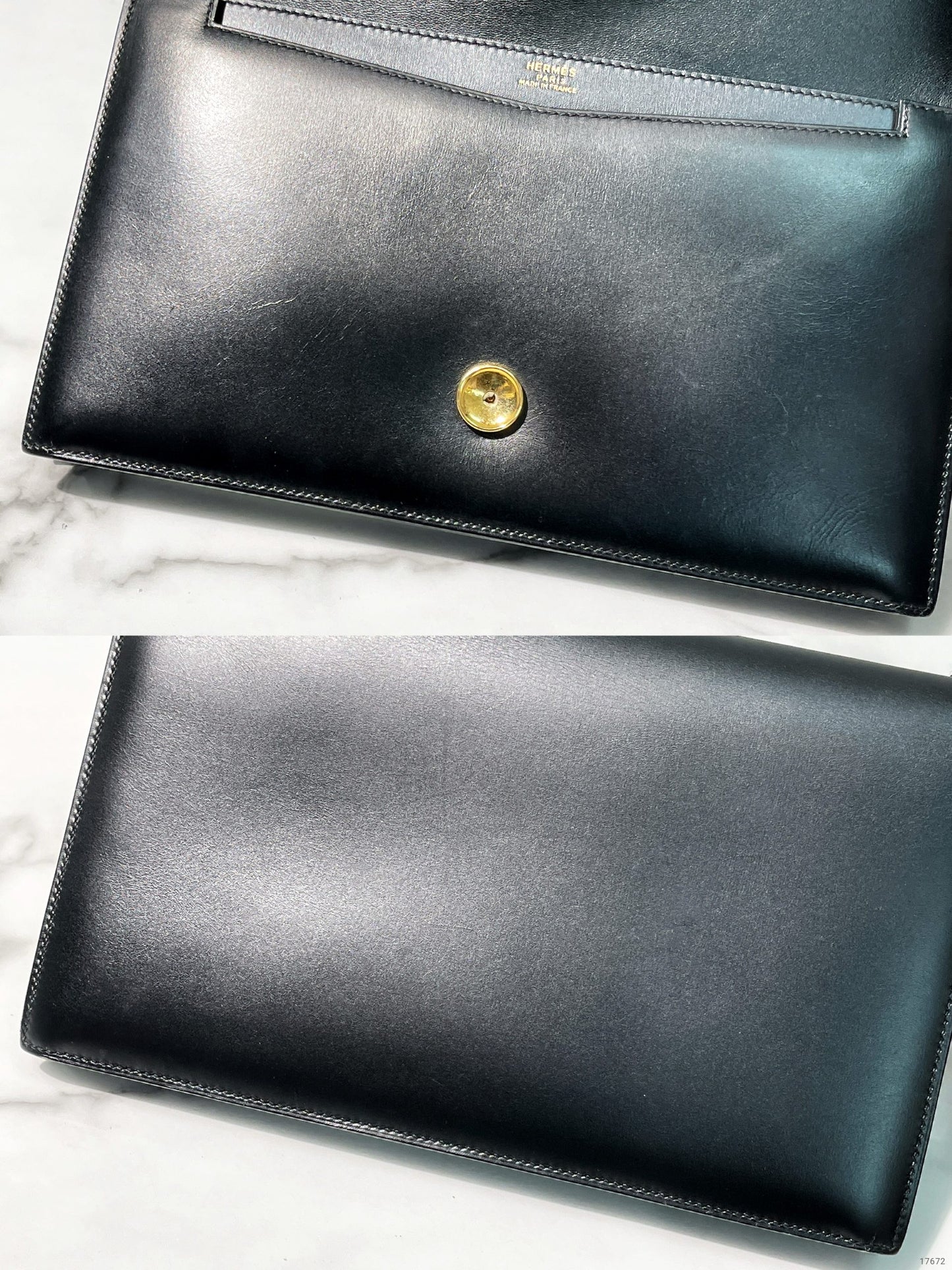 HERMES VINTAGE LYDIE ENVELOPE BAG, Black/Gold