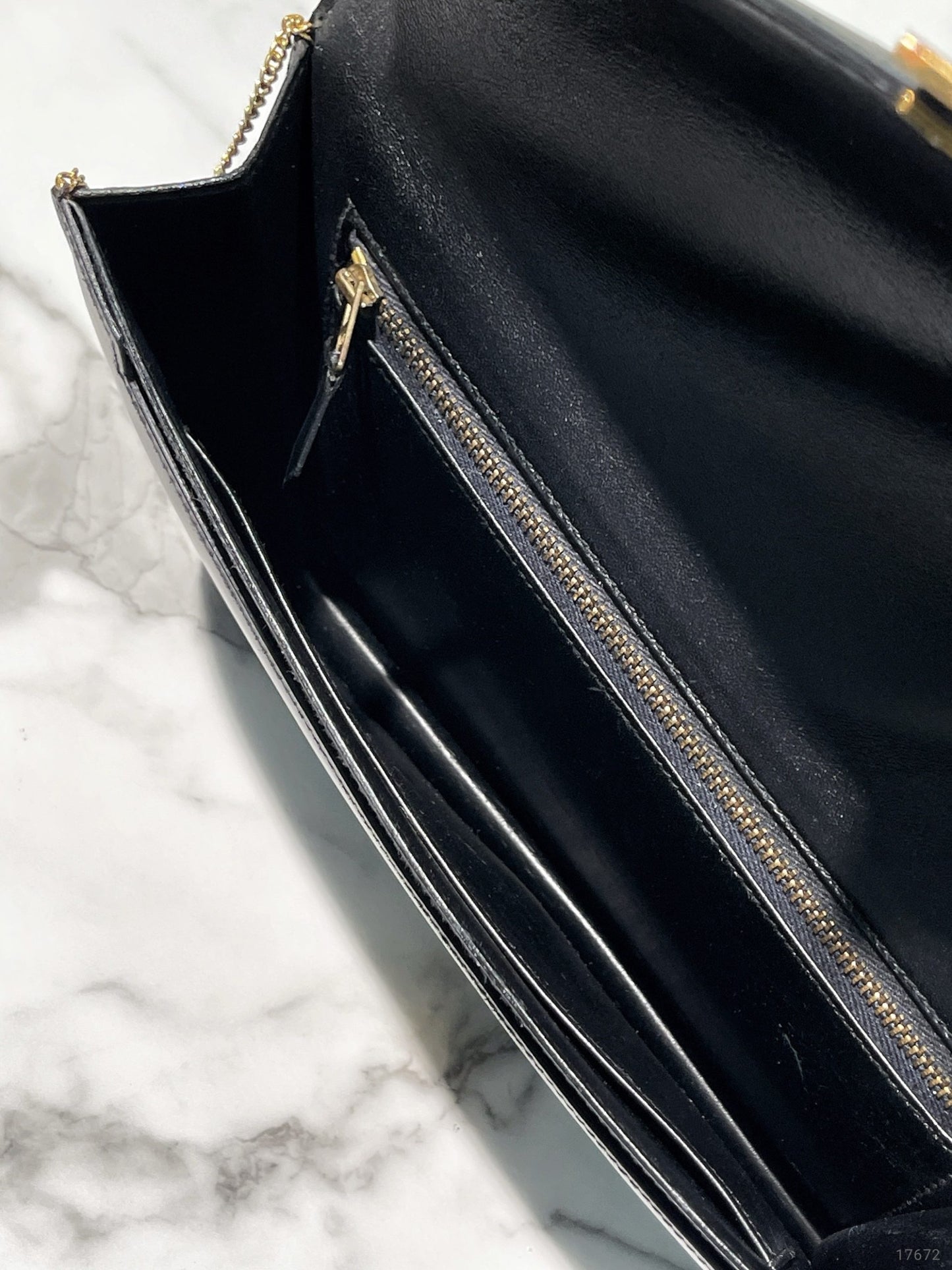 HERMES VINTAGE LYDIE ENVELOPE BAG, Black/Gold