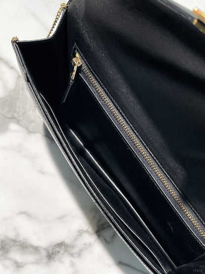 HERMES VINTAGE LYDIE ENVELOPE BAG, Black/Gold