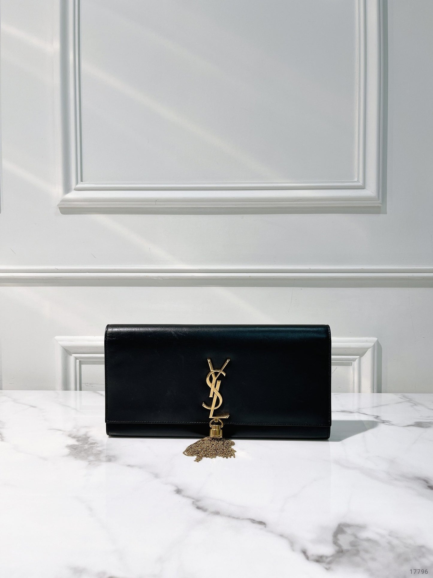 YSL HAND POUCH, Black/Gold