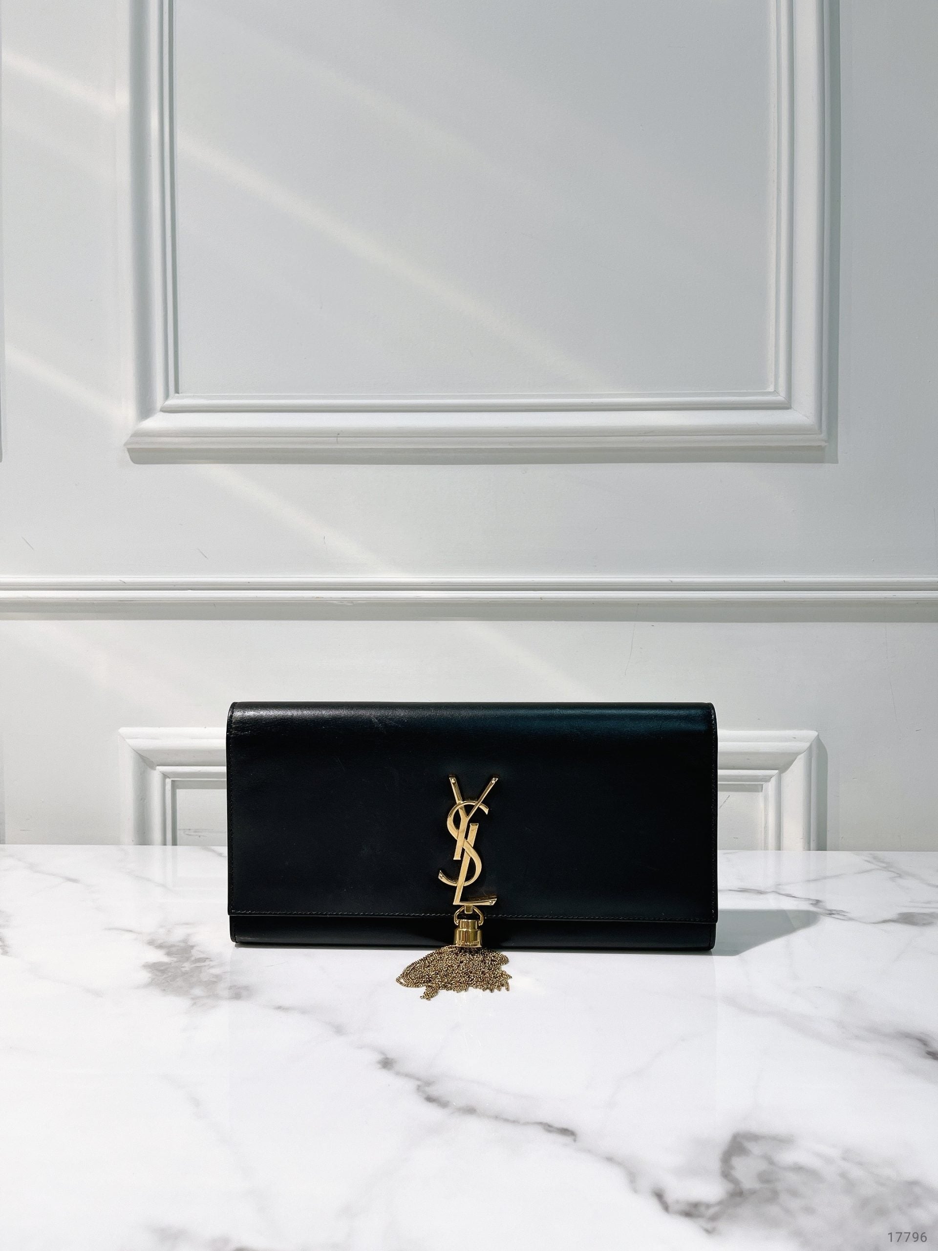 YSL HAND POUCH, Black/Gold