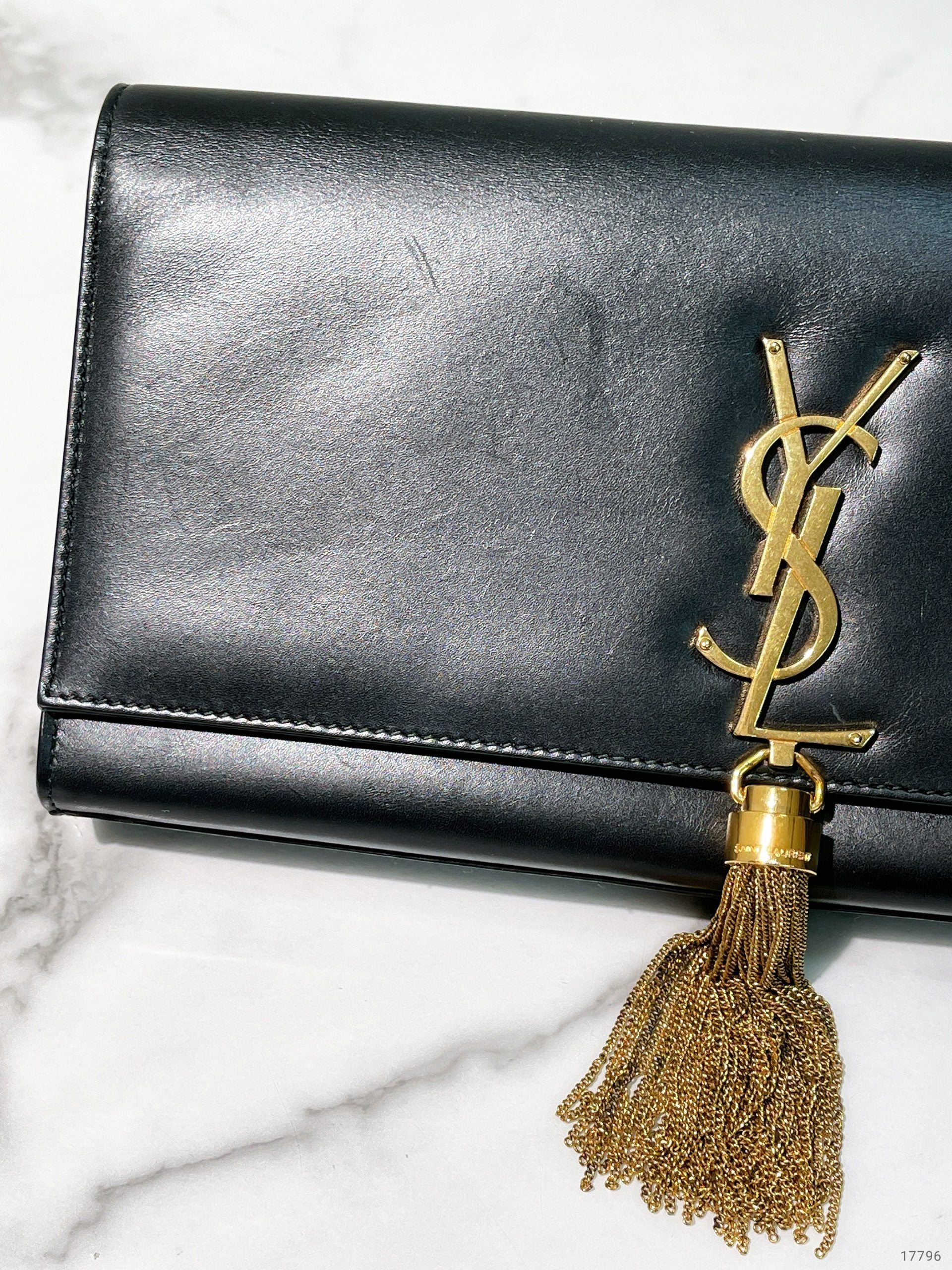 YSL HAND POUCH, Black/Gold