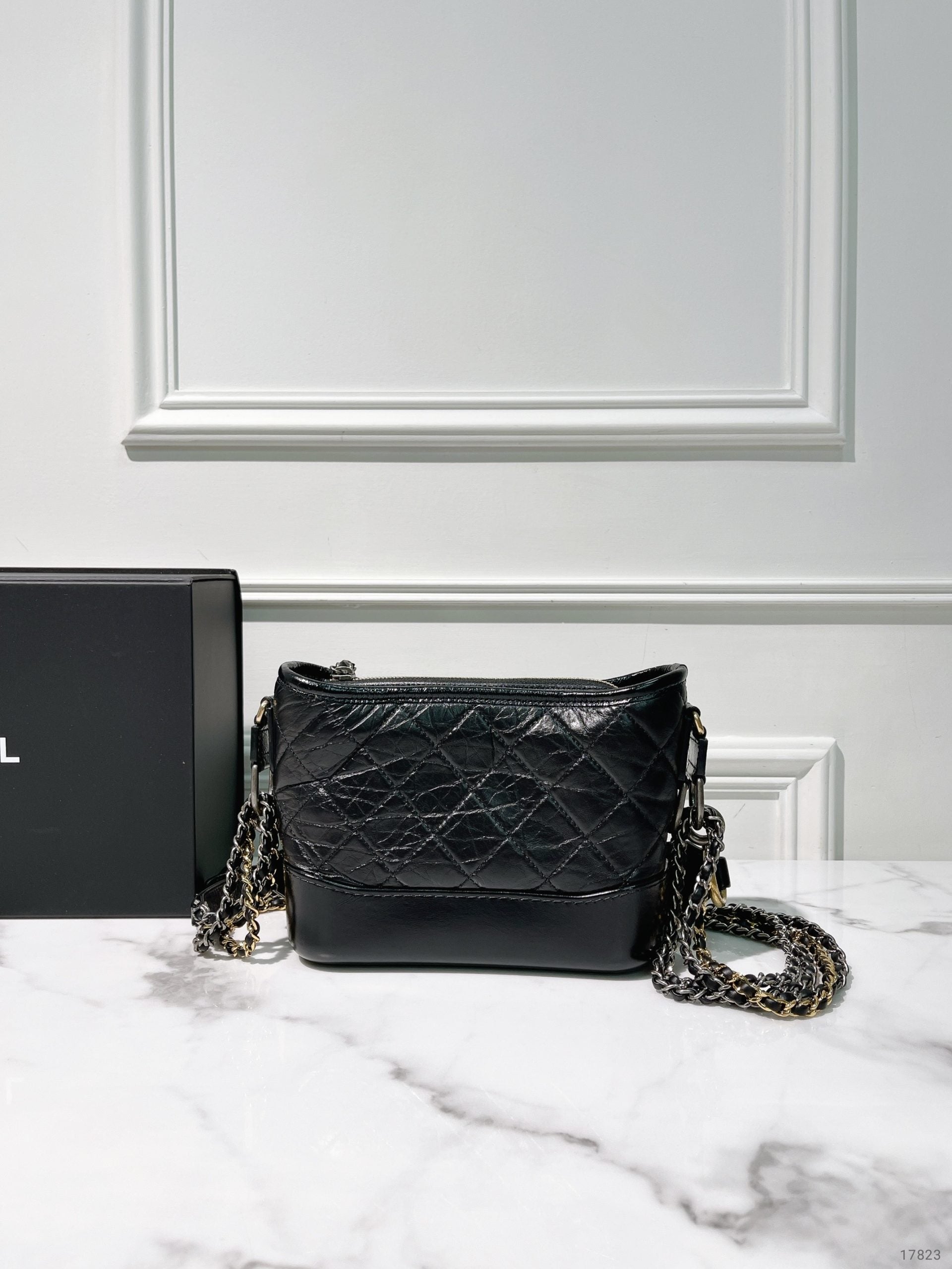 CHANEL SMALL GABRIELLE HOBO WITH HANDLE, Black/Gold