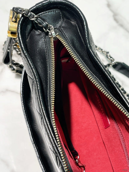 CHANEL SMALL GABRIELLE HOBO WITH HANDLE, Black/Gold