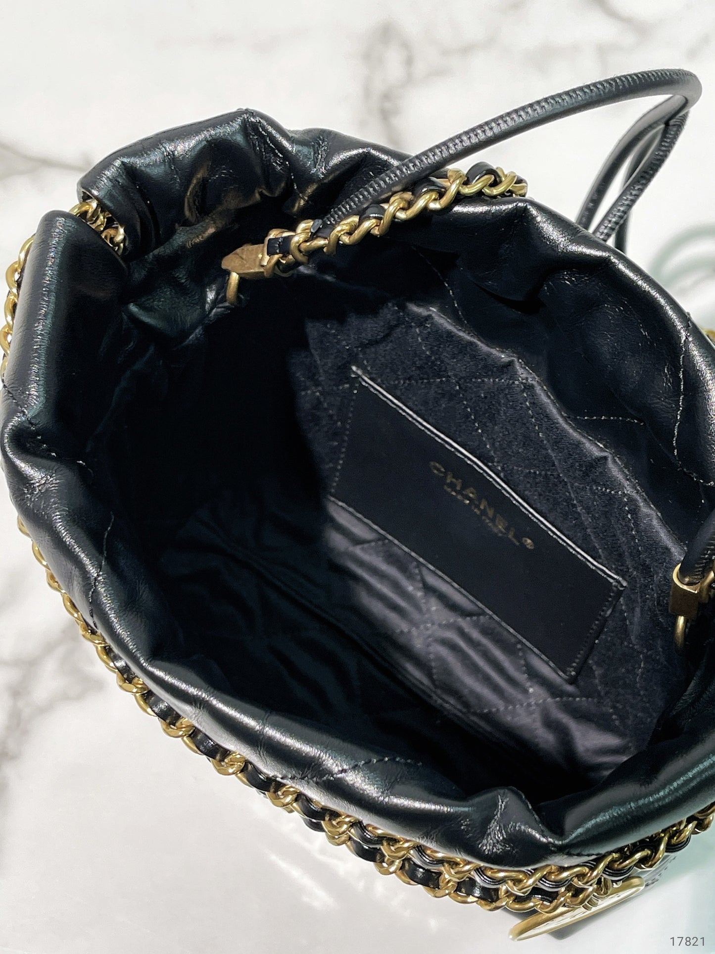 CHANEL MINI 22 BAG, Black/Gold
