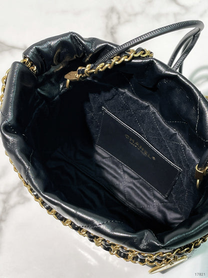 CHANEL MINI 22 BAG, Black/Gold
