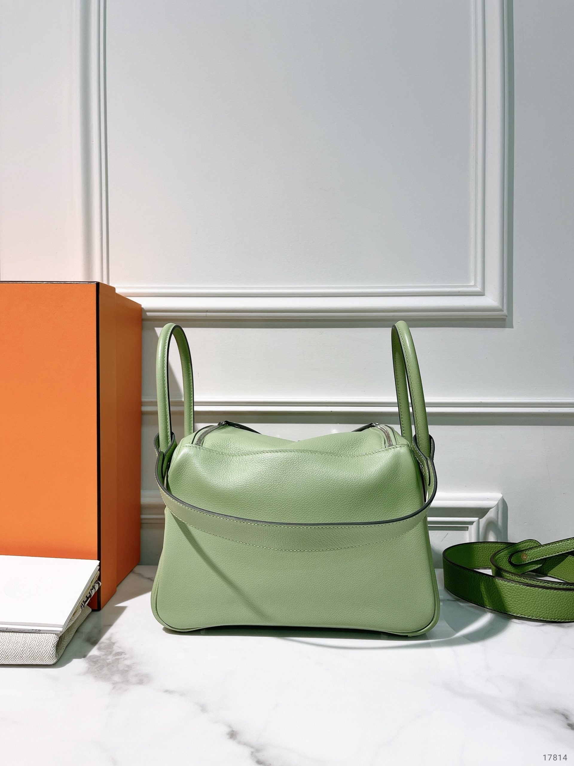 HERMES LINDY 26, Vert Criquet/Silver