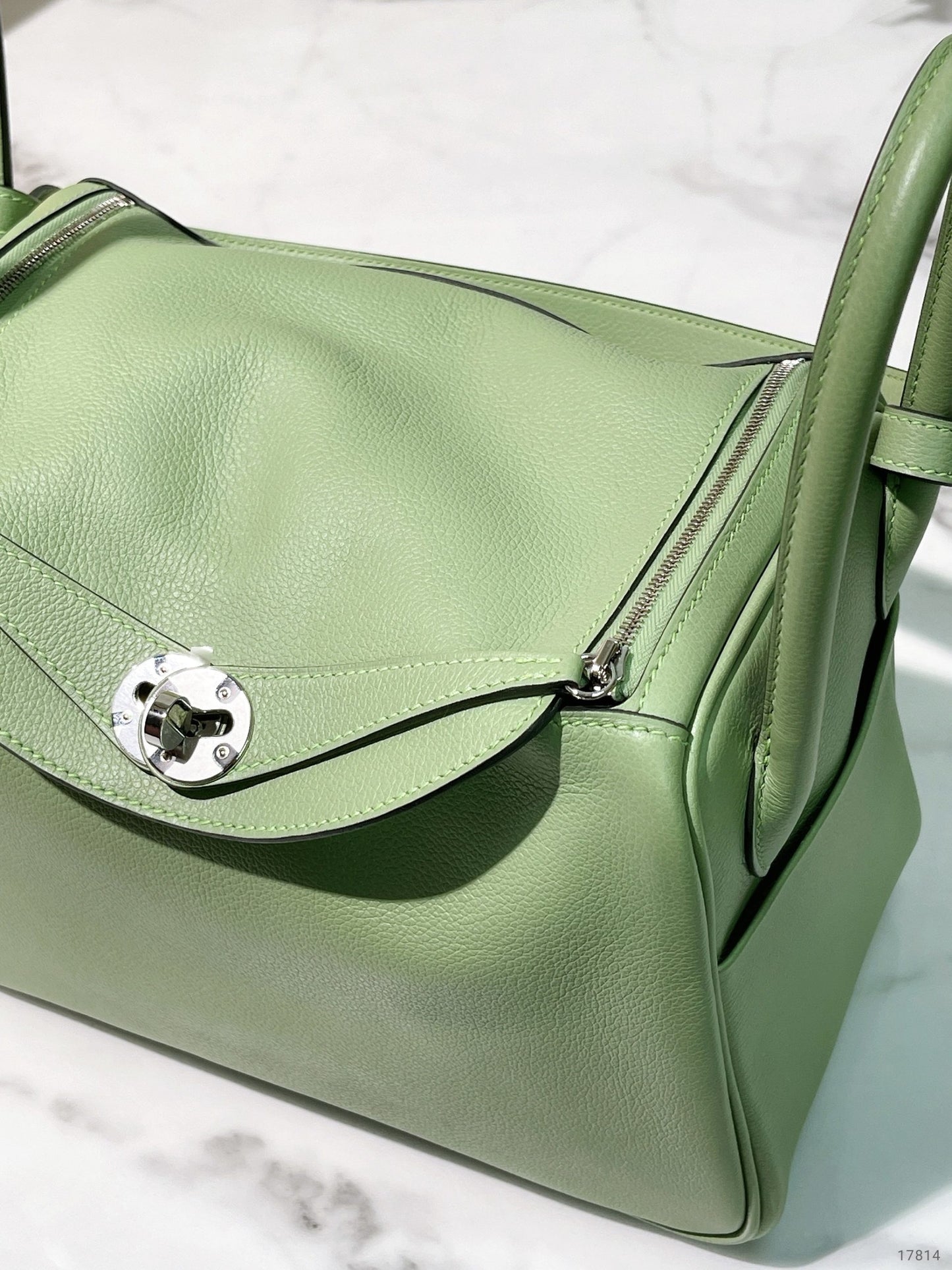 HERMES LINDY 26, Vert Criquet/Silver