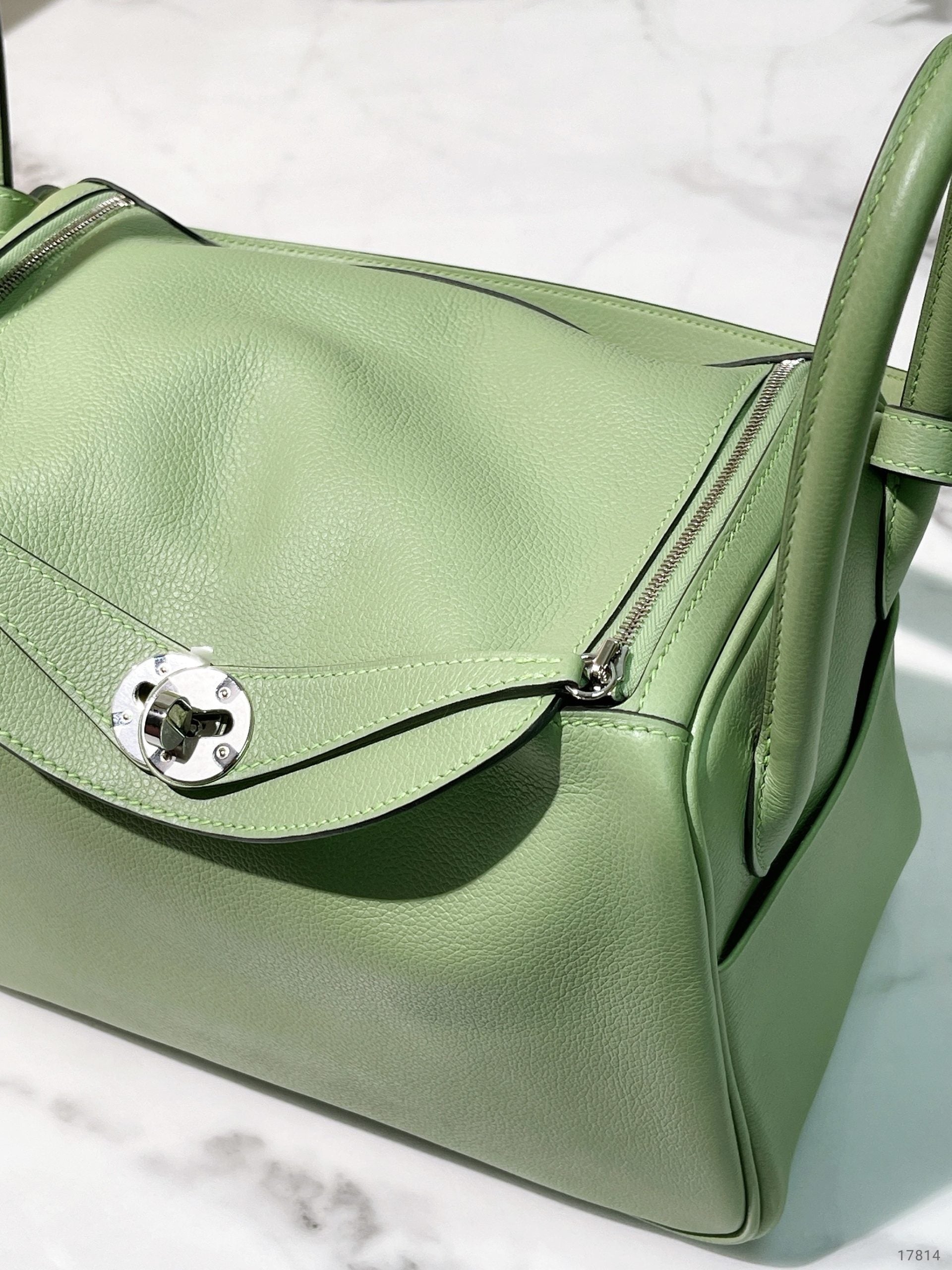 HERMES LINDY 26, Vert Criquet/Silver
