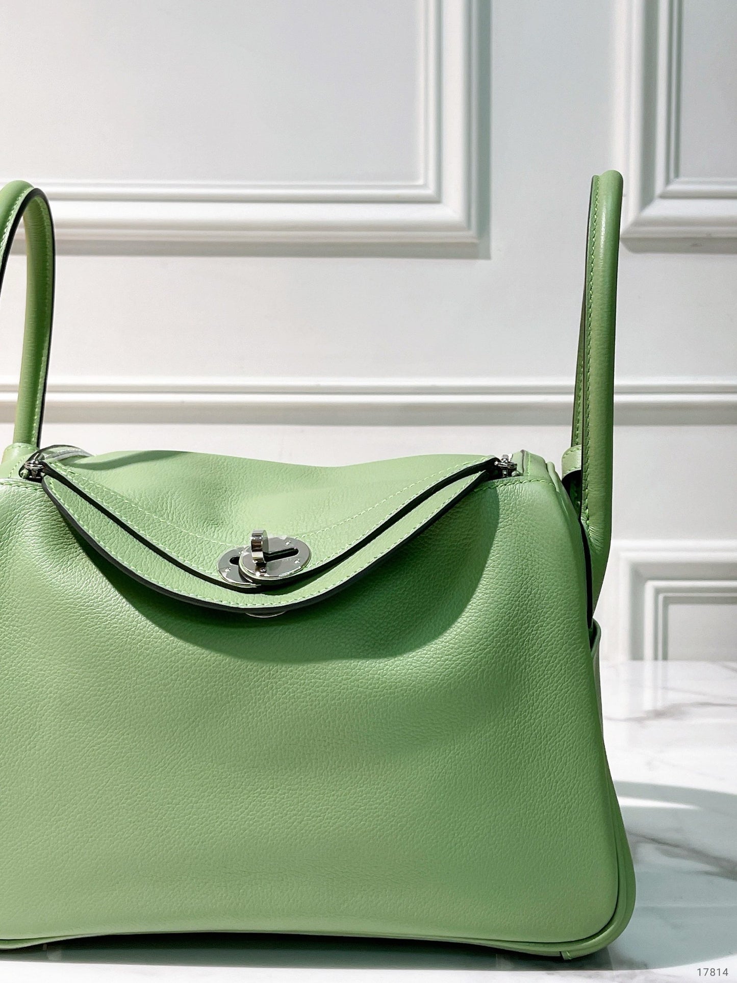 HERMES LINDY 26, Vert Criquet/Silver