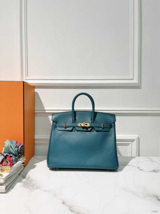HERMES BIRKIN 25, Vert Bosphore/Gold