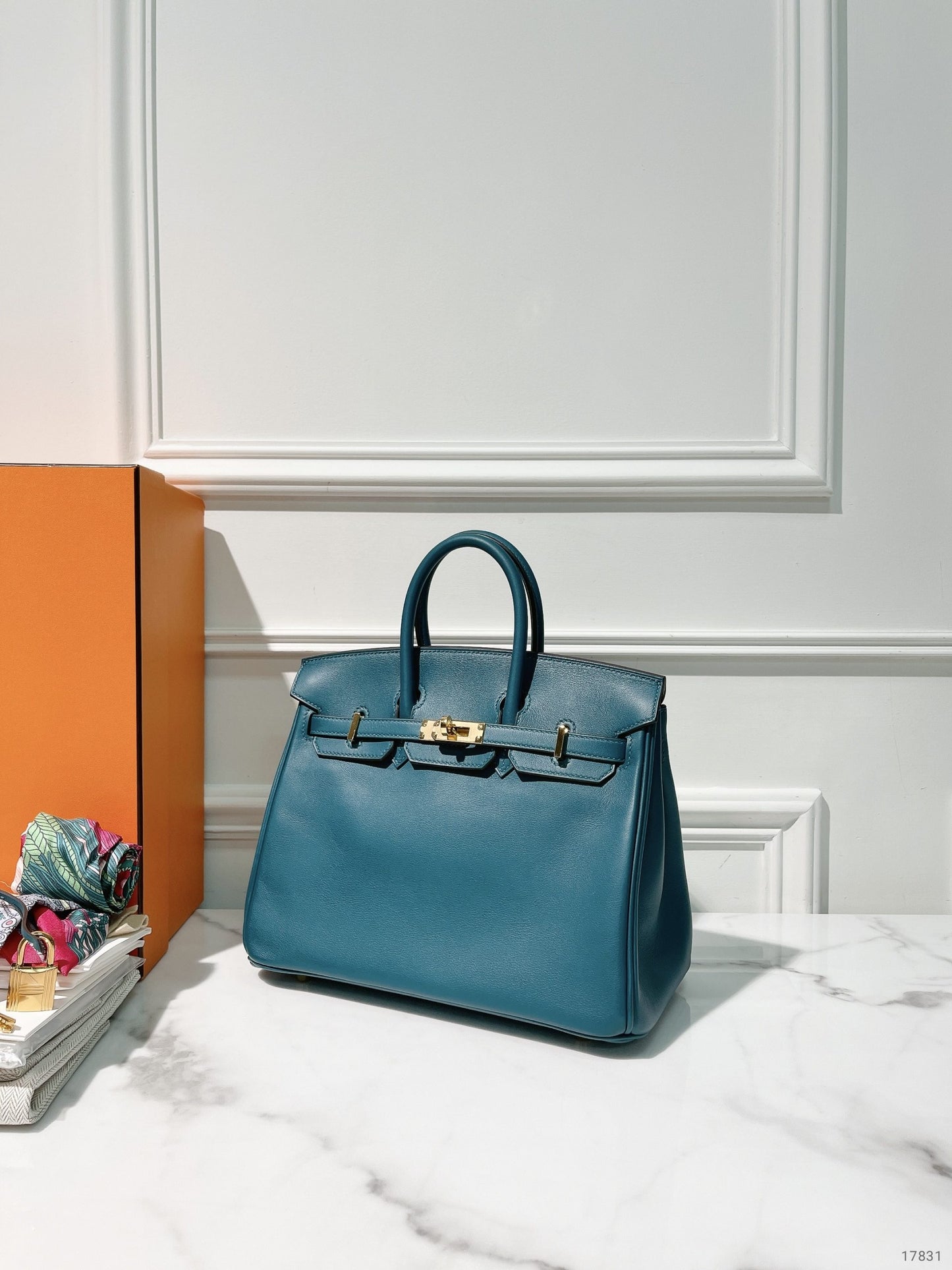 HERMES BIRKIN 25, Vert Bosphore/Gold