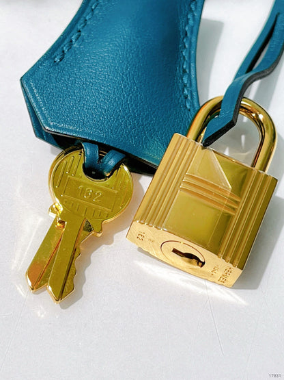 HERMES BIRKIN 25, Vert Bosphore/Gold